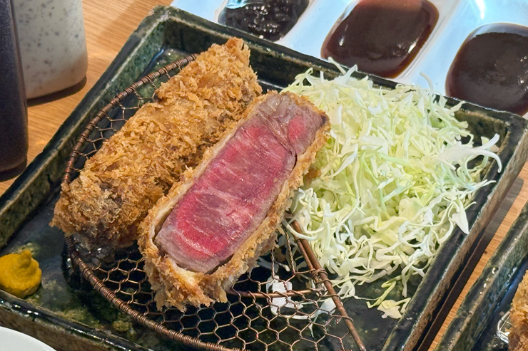 Premium beef katsu close up